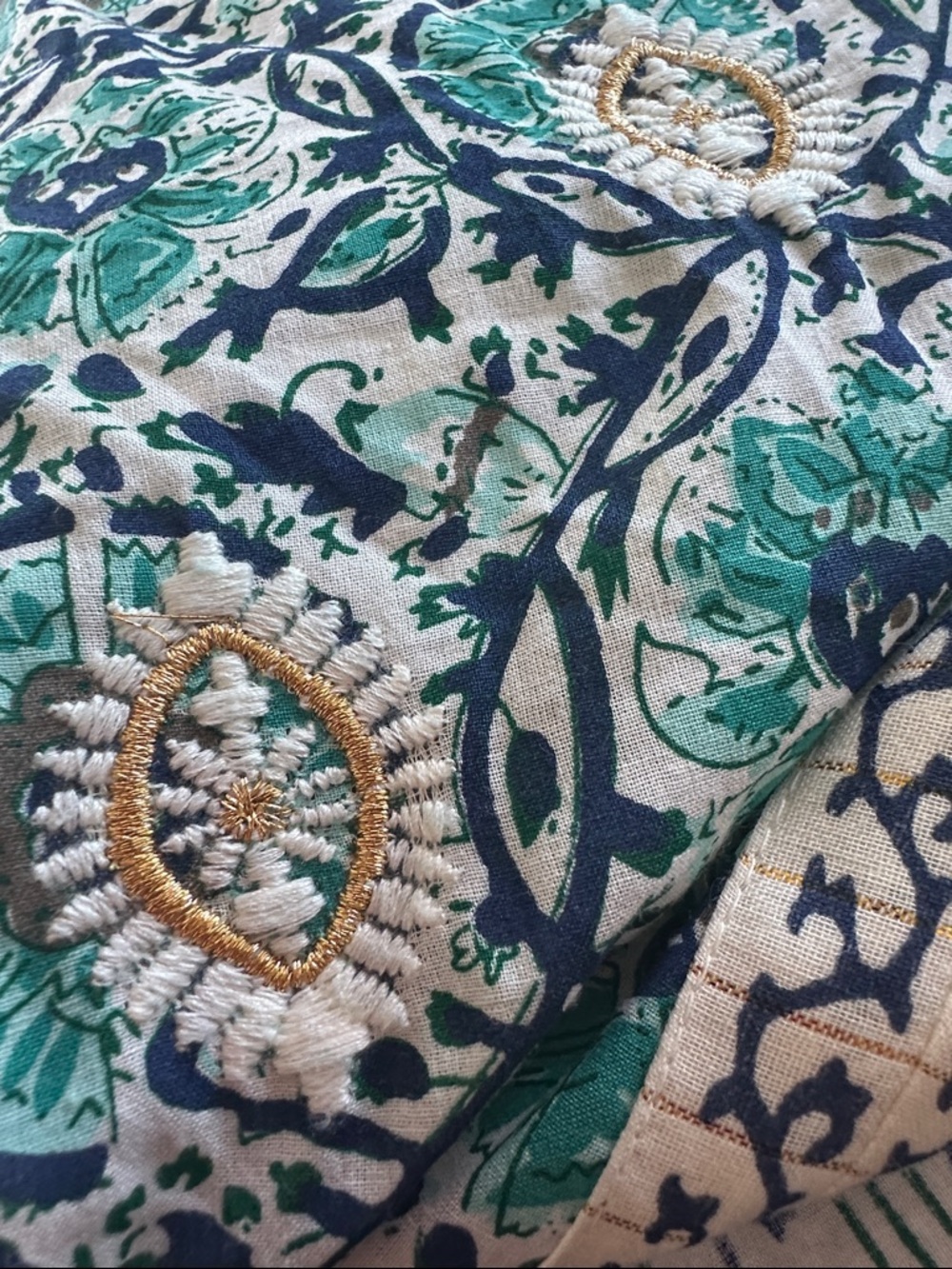 Soft Surroundings bohemian Teal and Navy Floral Dress. - Picture 6 of 8